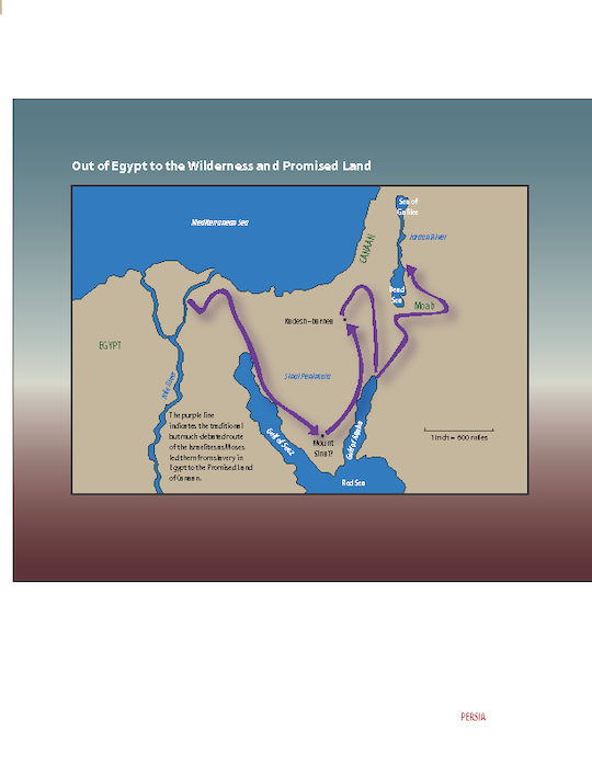 Map Of The Israelite Journey Out Of The Wilderness Into The Promised
