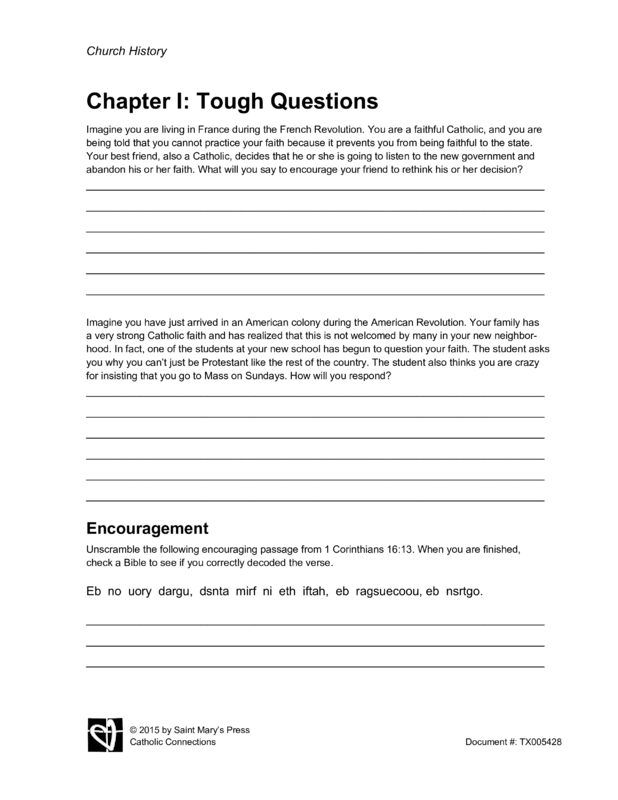 Chapter I Tough Questions Saint Mary's Press