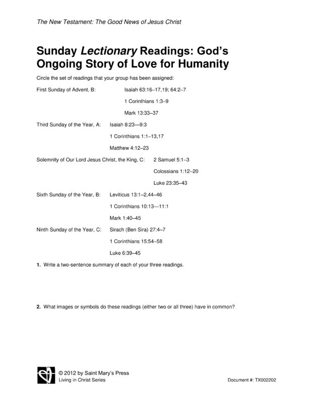 Sunday Lectionary Readings: God’s Ongoing Story of Love for Humanity ...
