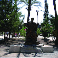 Statue of Saint Peter outside the Church of Saint Peter in Capernaum, Israel