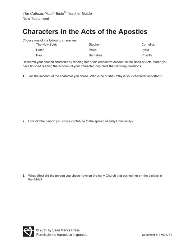 Characters in the Acts of the Apostles Saint Mary's Press