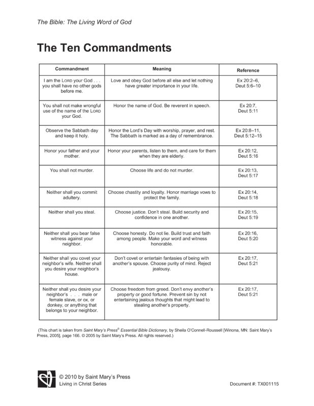 The Ten Commandments Saint Mary's Press