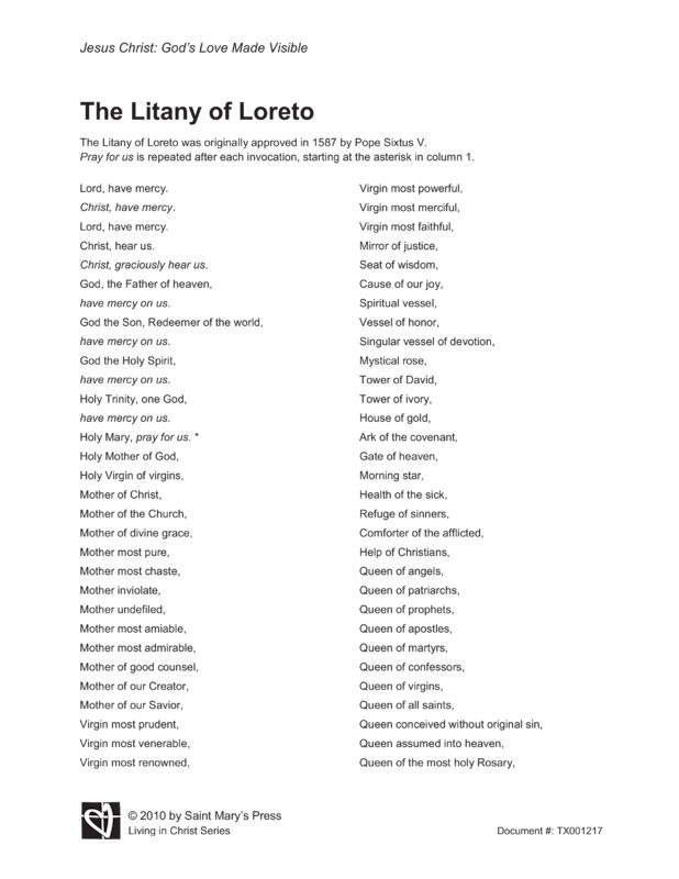 The Litany of Loreto Saint Mary's Press