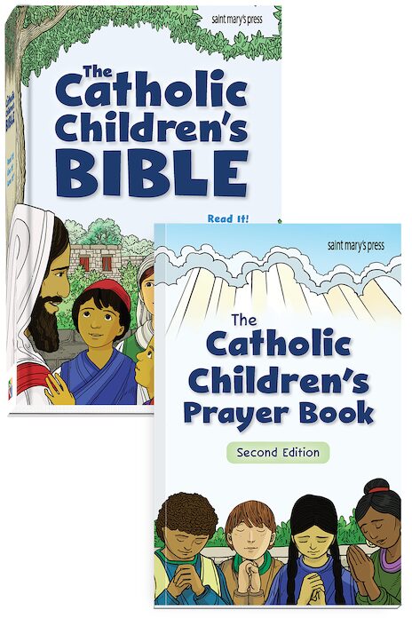 The Catholic Children’s Bible (hardcover) and The Catholic Children’s Prayer Book