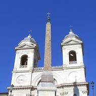 Trinita dei Monti Church at the top of Spanish Steps in Rome, Italy