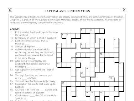 word confirmation baptism crosswords activities pdf