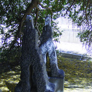 Statue of Mary and Elizabeth at the Church of the Visitation in Ein Karem in Israel